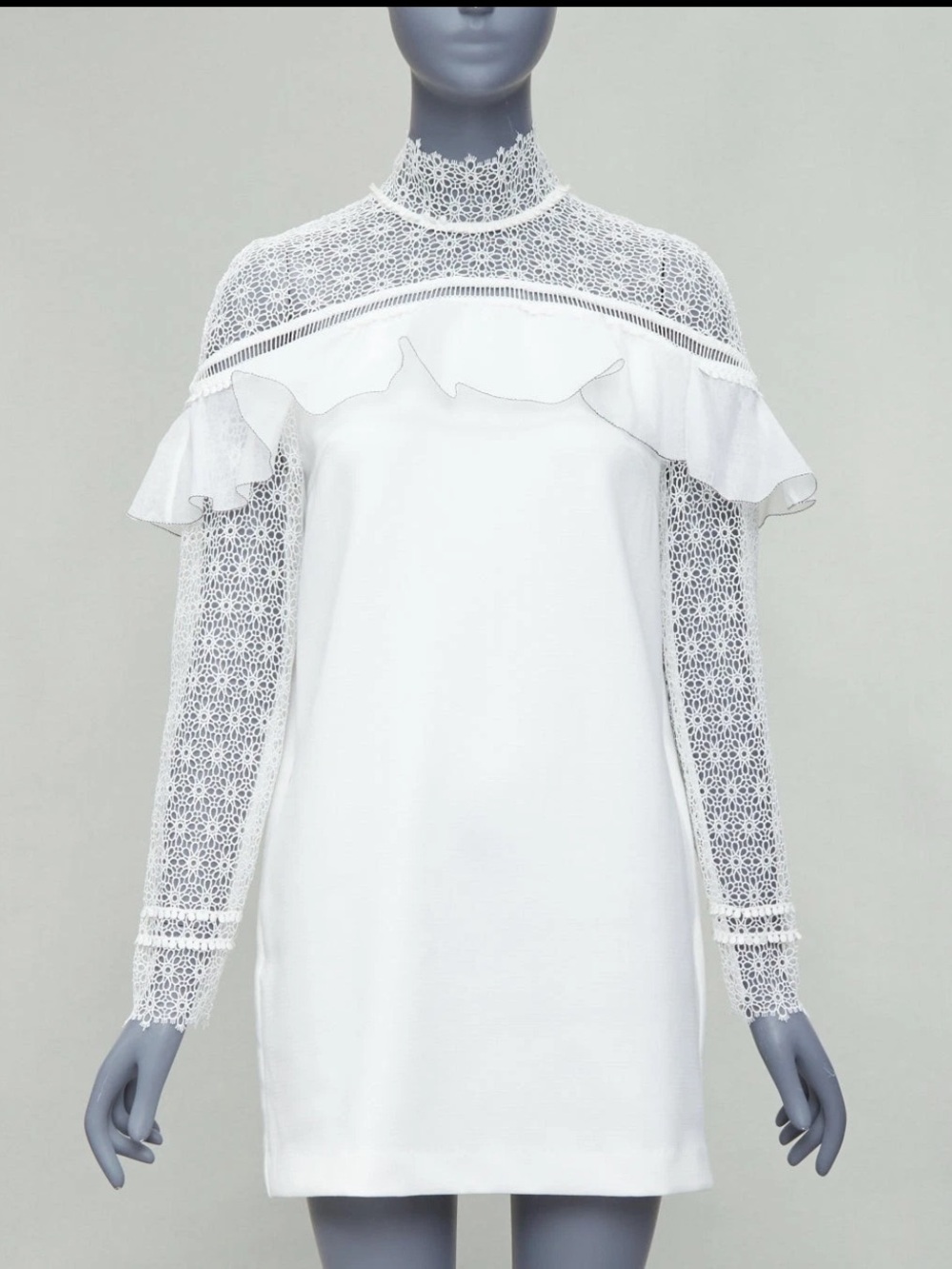 Rose Lani Military Cape Lace Dress White Size Medium